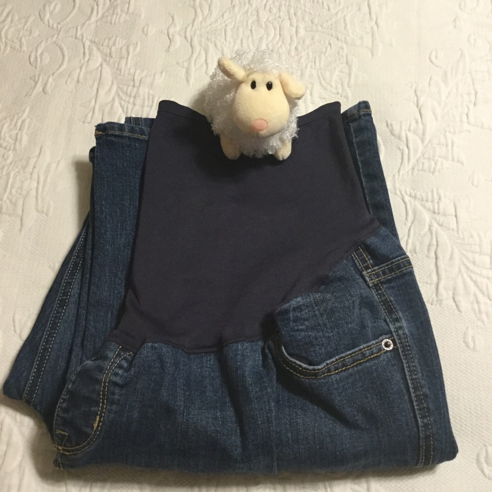 OLD NAVY sz Large Maternity Jeans Pockets Flare Denim Blue